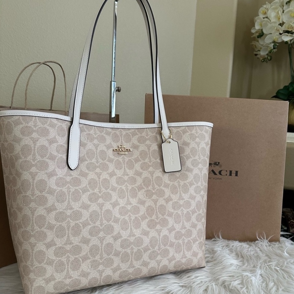 Coach Beige Signature Tote
